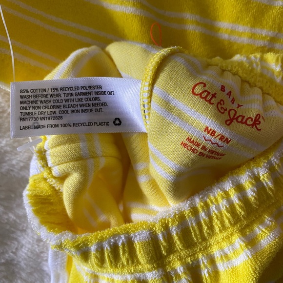 Baby 2pc Terry Tank Top & Bottom Set - Cat & Jack™ Yellow Newborn - Picture 4 of 4